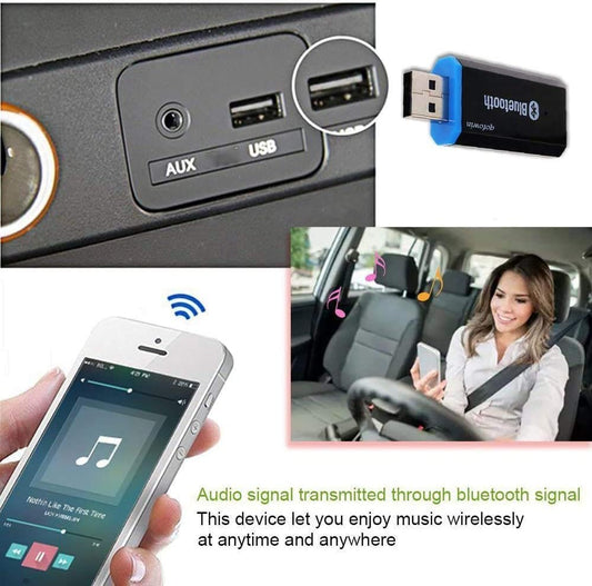 USB Bluetooth Car Adapter,Wireless Audio Adapter Music Receiver for Home,Car Stereo Sound System,Portable Speskers (Aux in) with 3.5mm Cable(Yet-M1)