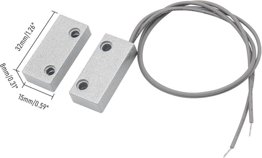3Pcs Magnetic Reed Switch Wired Surface Mount Normally Closed NC Contact Sensor Alarm Magnetic Door Switch with 2 Wires, Zinc Alloy Sliver, MC-51