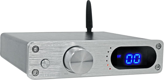 Rockville BLUDAC2S 150W Hi-Res 192K Amplifier Bluetooth Receiver w/USB, Optical, Coax, Sub Out, Class-D, DSP EQ, Remote, Brushed Aluminum, Compact Design, for Home Theater & Music