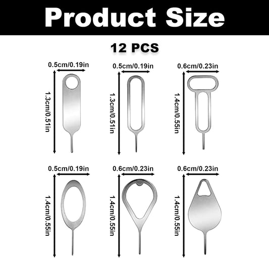 12PCS SIM Card Removal Openning Tools, Needle Opener Ejector, SIM Card Tray Eject Pins Compatible with All iPhone Apple iPad Samsung Galaxy HTC Smartphone Tablets.