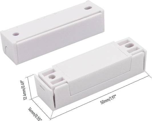 5Pcs Magnetic Reed Switch Wired Surface Mount Normally Closed NC Contact Sensor Alarm Magnetic Door Switch with 2 Wires, ABS White, MC-44b