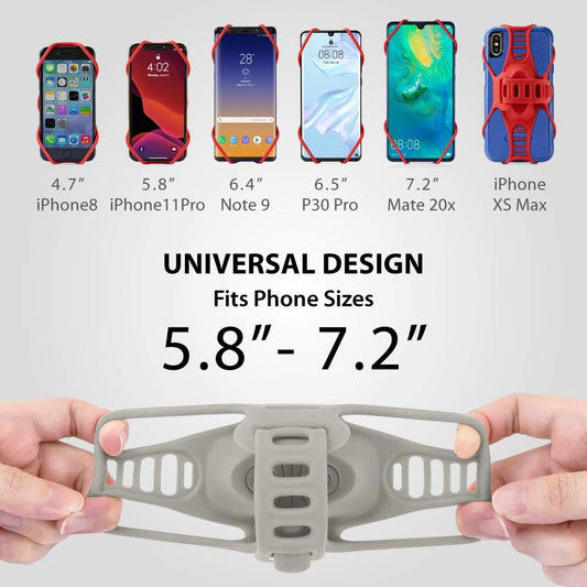 BONE Bike Tie Pro 3, Bike Cell Phone Mount for Stem, Scratch-Free Silicone Holder with Shock-Absorbing Design, Universal Cycling Phone Holder Compatible with Most Smartphones (Gray - Stem)