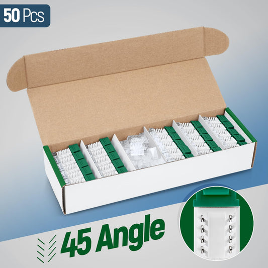 Everest 45° Angled RJ45 Cat6A Keystone Jacks 50-Pack in Green - Slim Profile Female RJ45 Connectors - Cat 6A Keystone Jack - Compatible with 45° Angled Speed Termination Tool - 45Term (B0BL3GS7ZY)