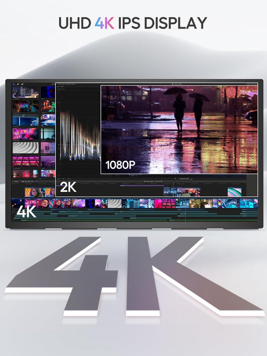 UPERFECT Portable Monitor 18.4-inch 4K 60HZ 10 Bit w/VESA & Stand 180° Adjustable Ultra-Slim & Lightweight Frameless FHD FreeSync IPS HDR Gaming Display, Travel Second Monitor for Laptop