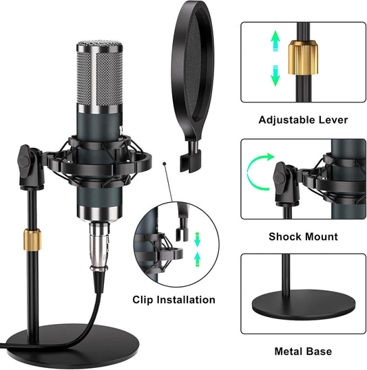 G10 podcast equipment bundled with audio mixer integrated podcast production studio, equipped with P15 microphone, used for live streaming, podcast recording PC,YouTube Recording