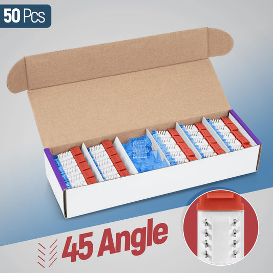Everest 45° Angled RJ45 Cat5e Keystone Jacks 50-Pack in Orange - Slim Profile Female RJ45 Connectors - Cat 5e Keystone Jack - Compatible with 45° Angled Speed Termination Tool - 45Term (B0BL3GS7ZY)