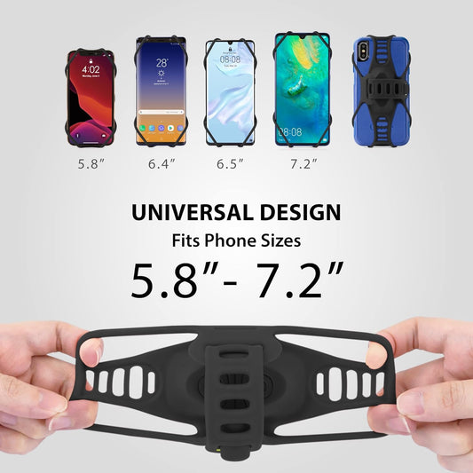 BONE Bike Tie Pro 3, Bike Cell Phone Mount for Stem, Scratch-Free Silicone Holder with Shock-Absorbing Design, Universal Cycling Phone Holder Compatible with Most Smartphones (Black - Stem)