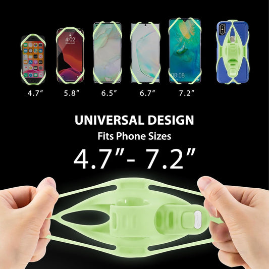 BONE Bike Tie 4, Bike Cell Phone Mount for Handlebar, Scratch-Free Silicone Holder with Anti-Slip Design, Universal Cycling Phone Holder Compatible with Most Smartphones (Luminous - Handlebar)