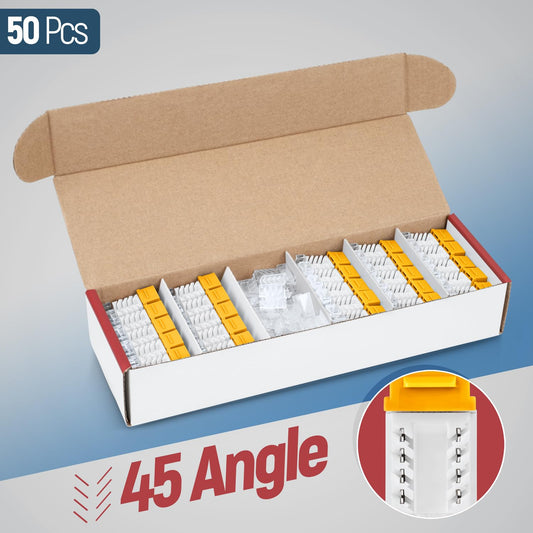 Everest 45° Angled RJ45 Cat6 Keystone Jacks 50-Pack in Yellow - Slim Profile Female RJ45 Connectors - Cat 6 Keystone Jack - Compatible with 45° Angled Speed Termination Tool - 45Term (B0BL3GS7ZY)