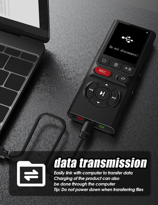 64GB Jaswill Digital Voice Recorder with Playback Long Battery 2-inch Screen MP3 Audio Recording for Meetings Lectures and Interviews Portable USB Recording Device with Voice Activation