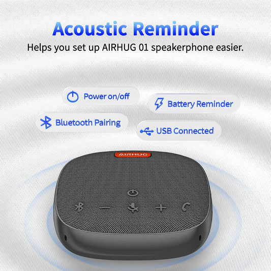 AIRHUG Conference Speaker and Microphone, Bluetooth Speakerphone with 360° Voice Pickup, Advanced Noise Reduction, USB-C Plug & Play, Compatible with Zoom and MS Team