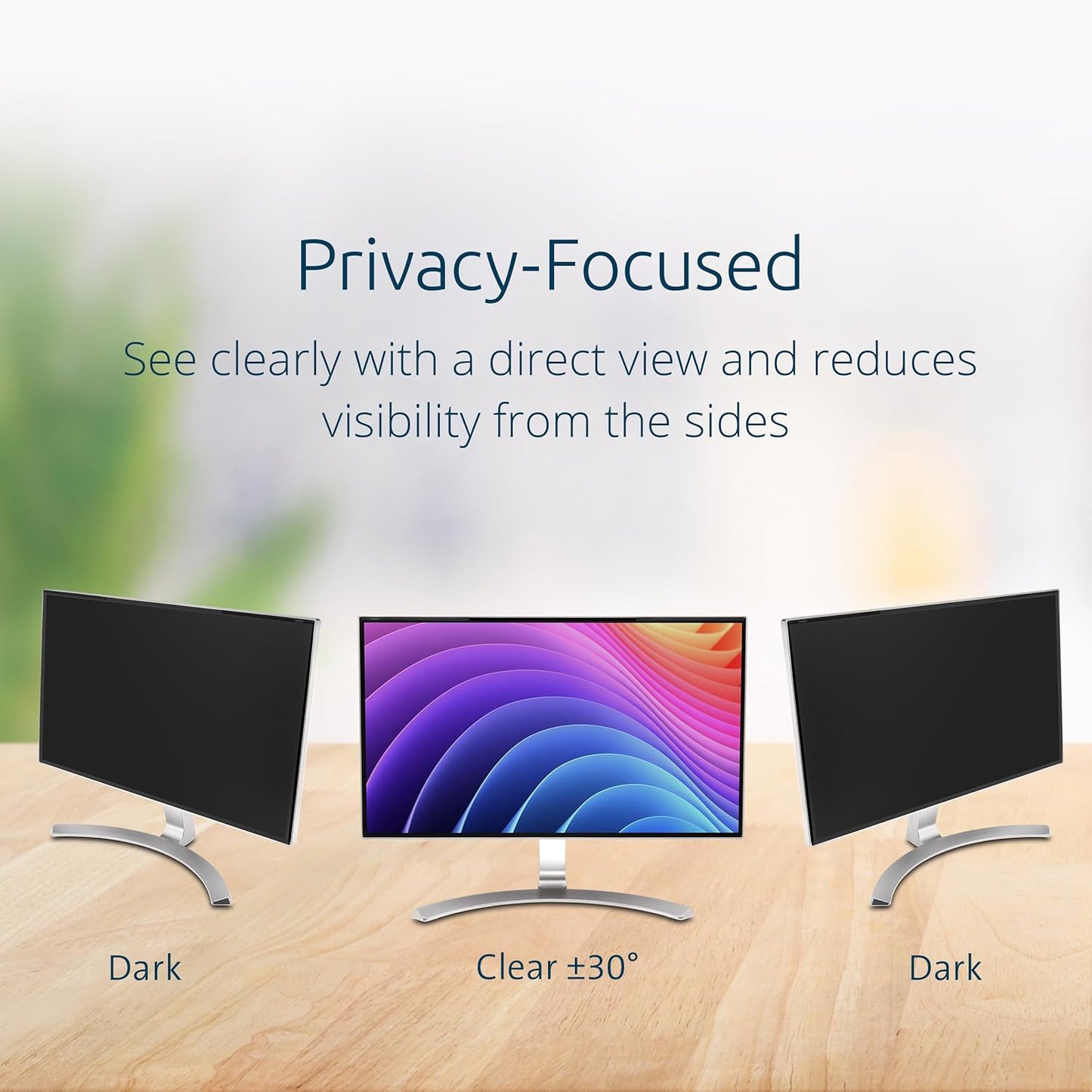 Kensington MagPro 21.5 Inch Magnetic Computer Privacy Screen for Desktop, Removable 16:9 Computer Privacy Filter, Anti-Glare Blue Ray Reduction, Compatible with Slim Bezel Monitors, K55420WW