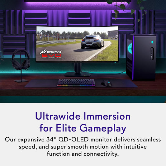 Alienware 34 240Hz QD-OLED Curved Gaming Monitor - AW3425DW - 34.2-inch WQHD (3440 x 1440) 240Hz 0.03ms Display, 1800R Curve, AMD FreeSync Premium Pro, VESA AdaptiveSync, VESA DisplayHDR TrueBlack 400