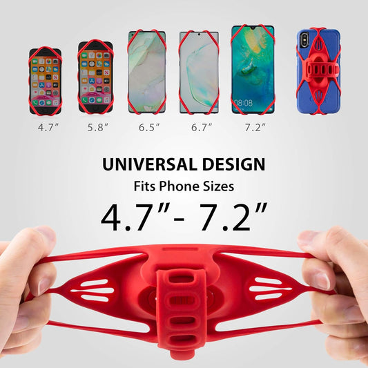 BONE】 Bike Tie Pro 4 Bike Phone Mount Bicycle Phone Holder for Stem Mounting 4.7"-7.2" Cell Phones, Ultra Light Phone Mount for Bike Motorcycle, Designed for Road Touring Bicycle Accessories - Red