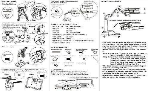 Kesrer01 Full Motion Long Arm Multifunctional Moving Laptop Desk Sofa Bedside Notebook Stand Lazy Lift Rotating Computer Table
