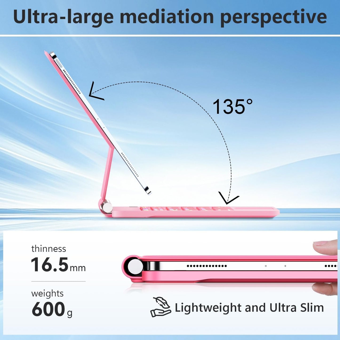 Keyboard Case for iPad Air 11-inch (M3 2025 / M2 2024) & iPad Pro 11 inch(1st/2nd/3rd/4th Generation)，Magic Magnetic Backlit Keyboard Case with Multi-Touch Trackpad- Easy-Set Floating Cantilever Stand