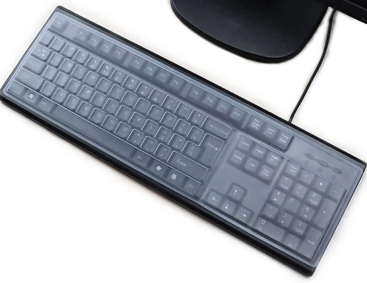 (2 Pack) Universal Clear Anti-Dust Keyboard Skin Protector Cover for 104/107 Keys Standard Desktop Keyboard Reusable Waterproof Keyboard Cover