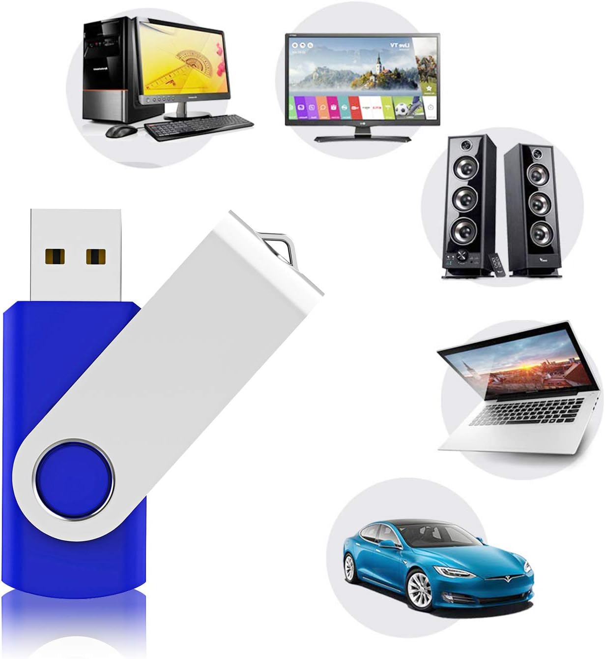 KEXIN Flash Drive 50 Pcs 32GB USB Flash Drive Thumb Drive USB 3.0 Swivel Jump Drive with LED Indicator - Blue