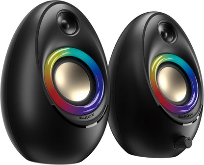 Bluedee Computer Speakers for Desktop PC, Bluetooth 5.4 Desktop Speakers with 2 Speaker Units, Dynamic RGB Light USB Speaker, USB/Type-C Powered Plug & Play PC Speakers for Desktop, Laptops, Tablet