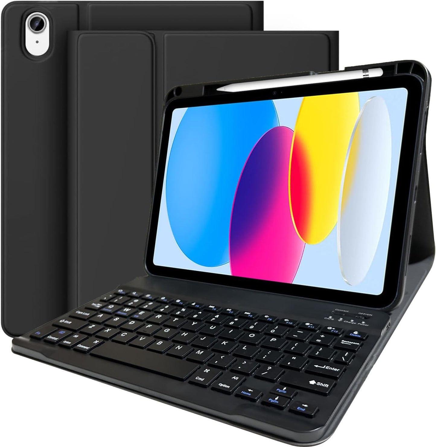 Keyboard Case for iPad 11th 10th Generation - iPad 10th Generation Case with Detachable Wireless Keyboard - Smart Folio Cover with Pencil Holder for 11-inch A16 2025 10.9-inch 2022, Black