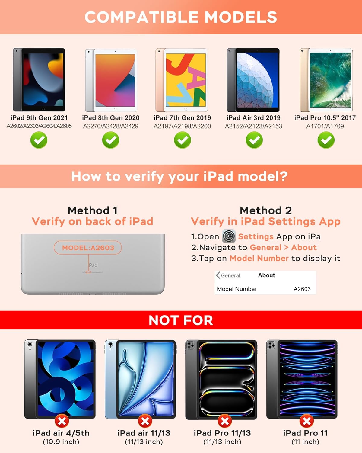 Keyboard Case for iPad 9th 8th 7th Generation Case 10.2" - 7 Colors Backlit Detachable Folio Keyboard Cover with Pencil Holder for iPad Pro 10.5" / iPad Air 3rd Gen (Pink)