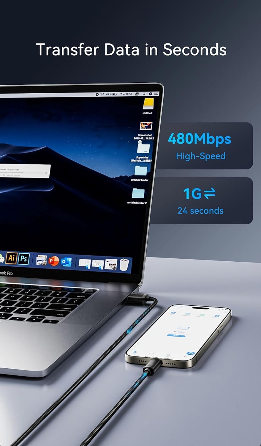 (3.3FT, 2Pack) Black CarPlay iPhone Charger Cable MFi Certified USB to USB C Cable for Apple iPhone 16 Pro Max, Premium Woven USB-A to Type C Cord for iPhone 15 Pro Max/15Plus/16 Pro/16 Plus/16, iPad