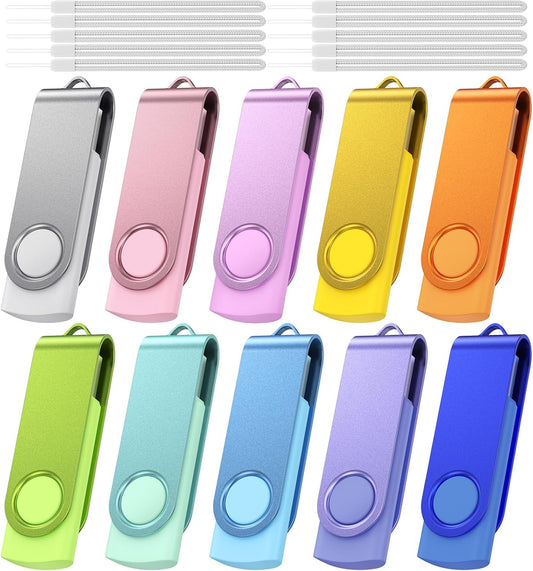 Kepmem 32GB USB Flash Drives 10 Pack 32 GB Thumb Drives Portable Keychain USB Drive Memory Stick Jump Drive with LED Light for Storage and Backup Multipack USB2.0 USB Flash Drive by