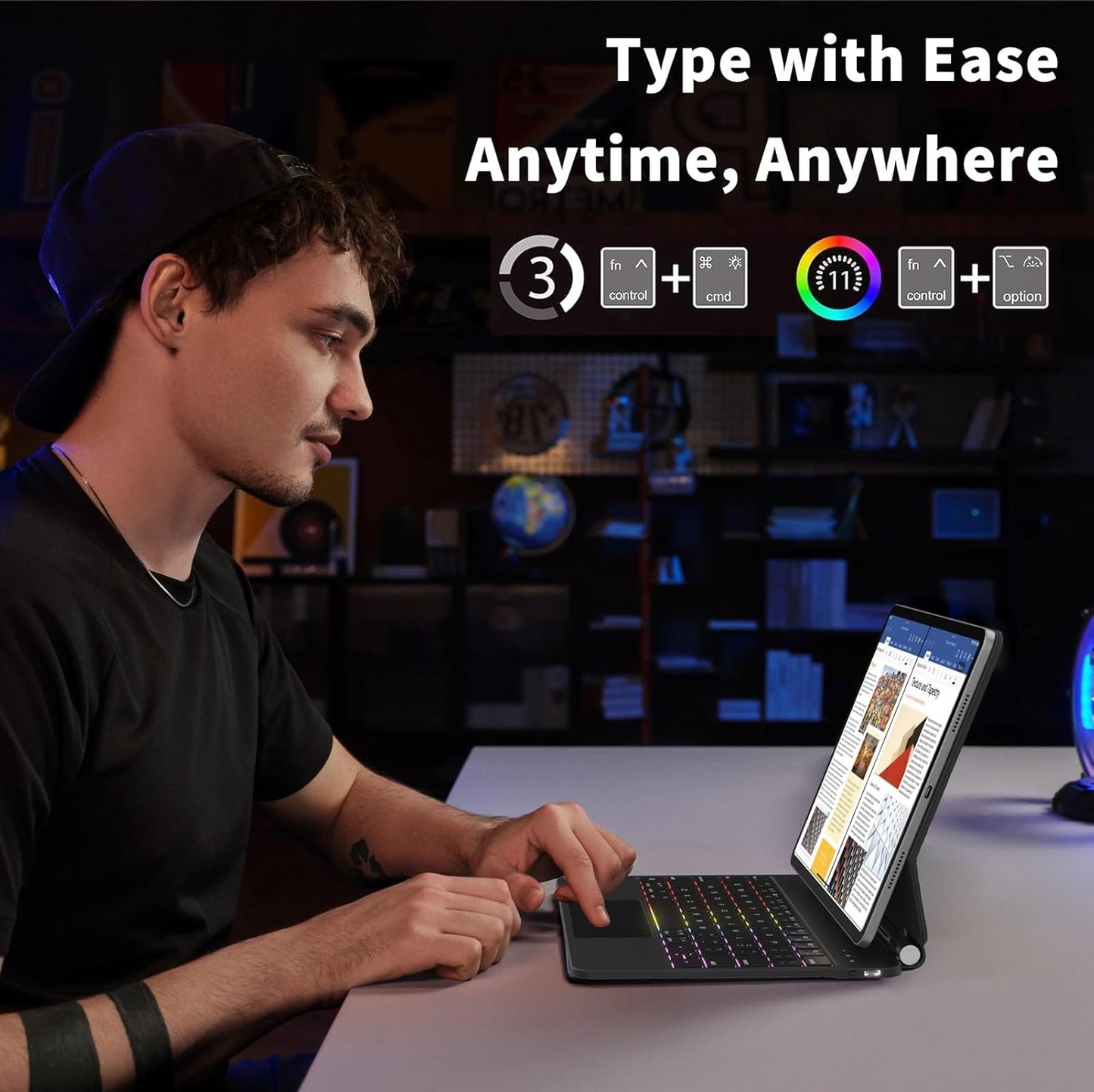 Keyboard Case for iPad Air 11-inch (M3 2025 / M2 2024) & iPad Pro 11 inch(1st/2nd/3rd/4th Gen) – Magic-Style Magnetic Backlit Keyboard Case -Multi-Touch Trackpad for iPad 10.9 5th/4th Gen (Black)