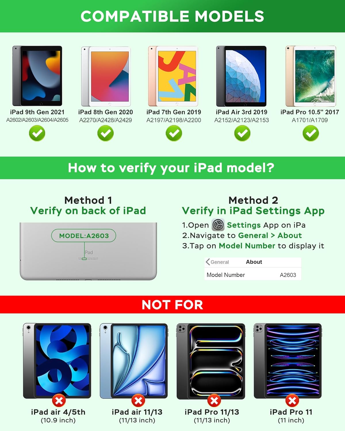 Keyboard Case for iPad 9th 8th 7th Generation 10.2" - 7 Colors Backlit Detachable Folio Keyboard Cover with Pencil Holder for iPad Pro 10.5" / iPad Air 3rd Gen (Black)