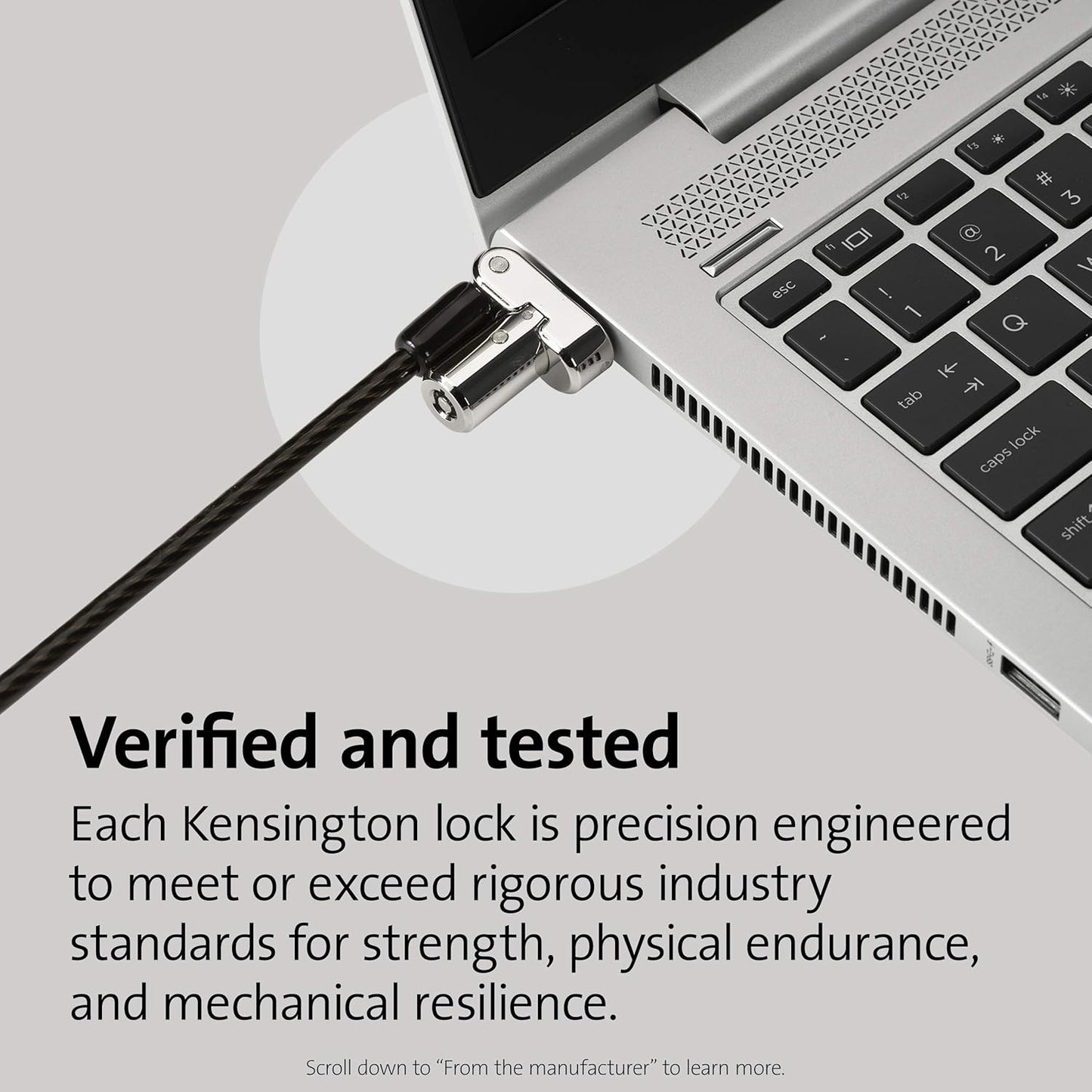 Kensington Universal 3-in-1 Keyed Laptop Locking Cable, Computer Security Keyed Lock, T-bar, Nano, Wedged-shaped (K62318WW)