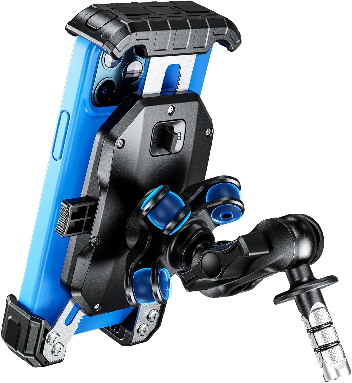 Kewig Motorcycle Fork Stem Phone Mount Holer with Vibration Dampener, [No Scratches Camera] Anti-Theft Motorcycle Cell Phone Holder, Fits for Fork Stem Tubes 12-25.4mm in Diameter, for 5.5-7.2" Phone