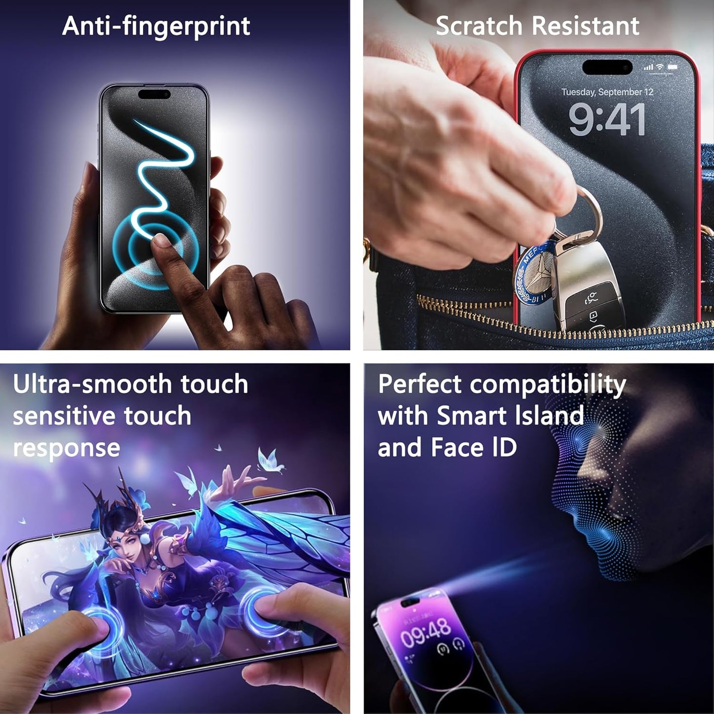 (2-Pack Anti-Spy Privacy Screen Protector for iPhone 16e/13/13 Pro/14(6.1-Inch),9H Tempered Glass,Full Coverage,Anti-Fingerprint,Auto Dust Removal,Bubble-Free,Easy Installation