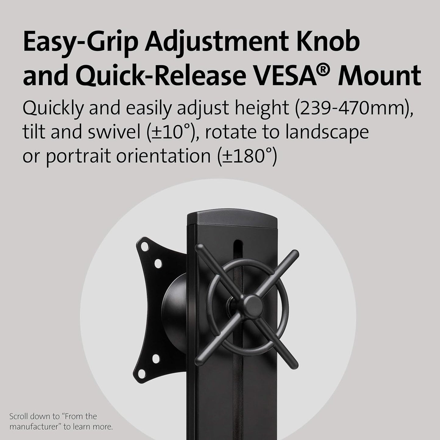 Kensington Single Monitor Desk Mount, C-clamp Vesa Stand Fits up to 32 inch Ultrawide Samsung LG , Low Profile Vertical Mount, Height Adjustable Free Standing Arm,K55512WW Black